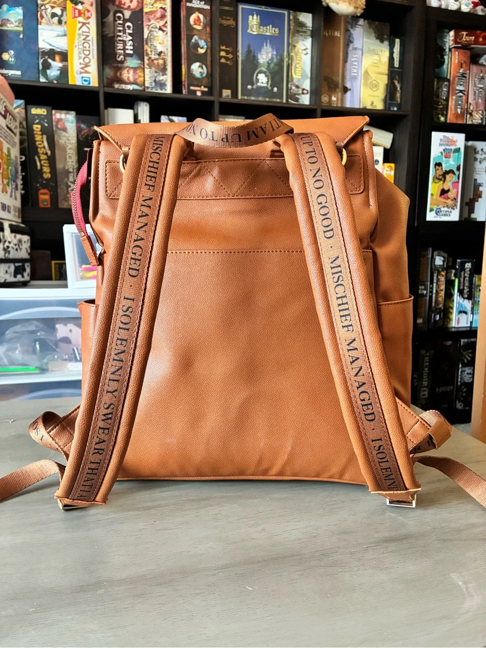 Freshly Picked Tan Leather-Effect Diaper Backpack with Matching Pouch